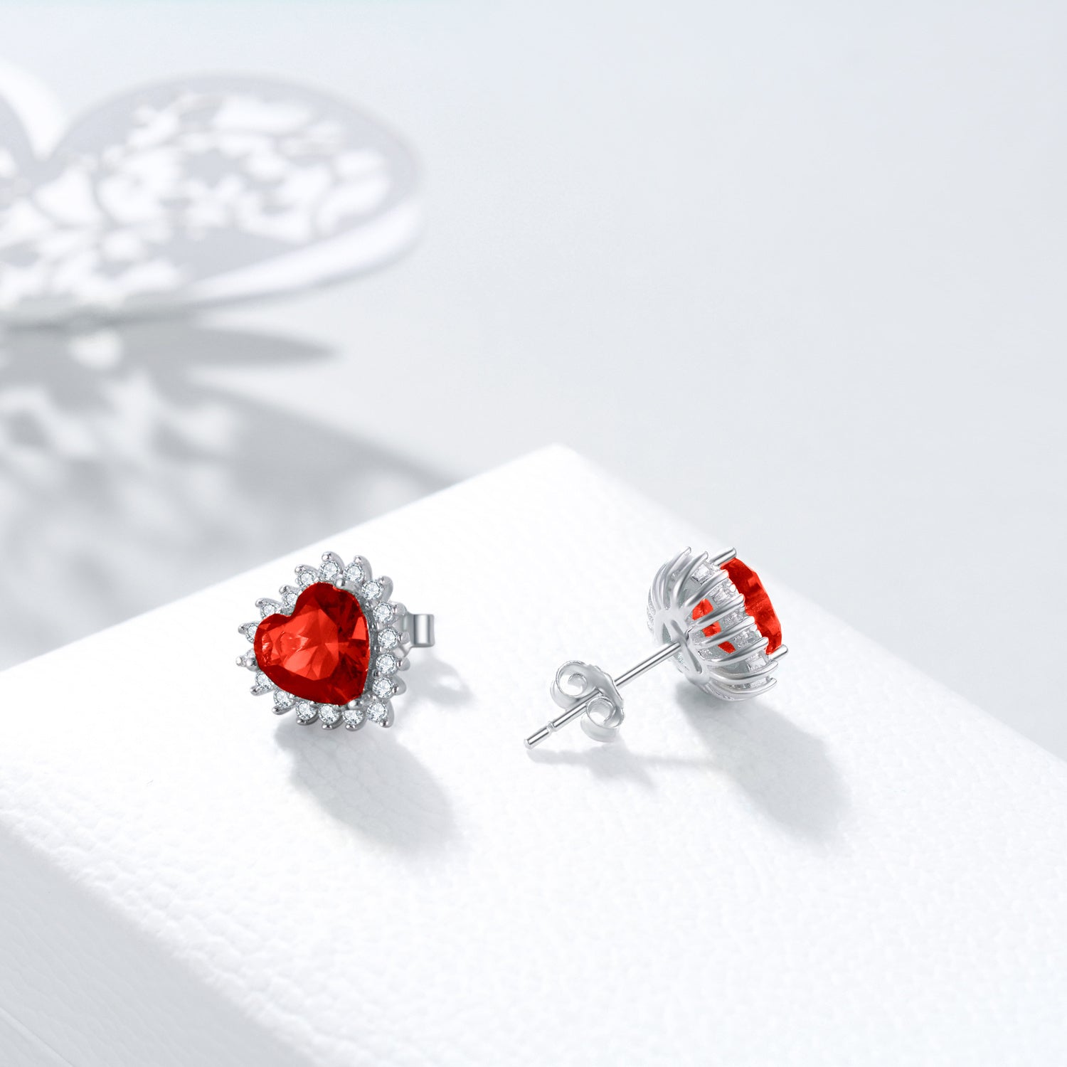 Pendientes Viora con corazón y piedra de nacimiento | Plata 925