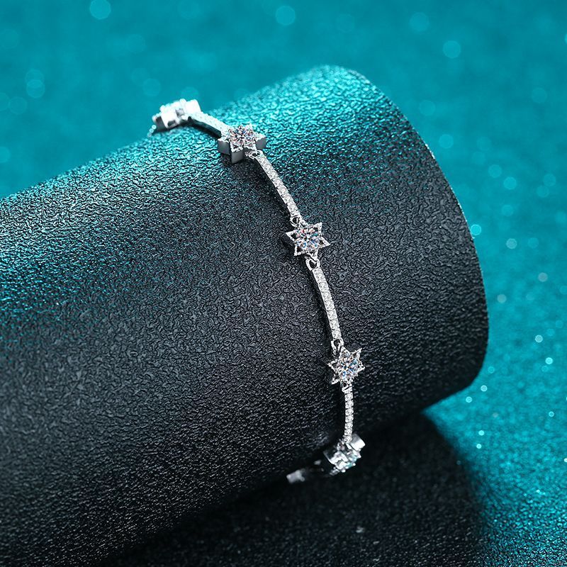 Pulsera Viora Estelar Lux | Plata 925 con diez diamantes ecológicos en forma de estrella