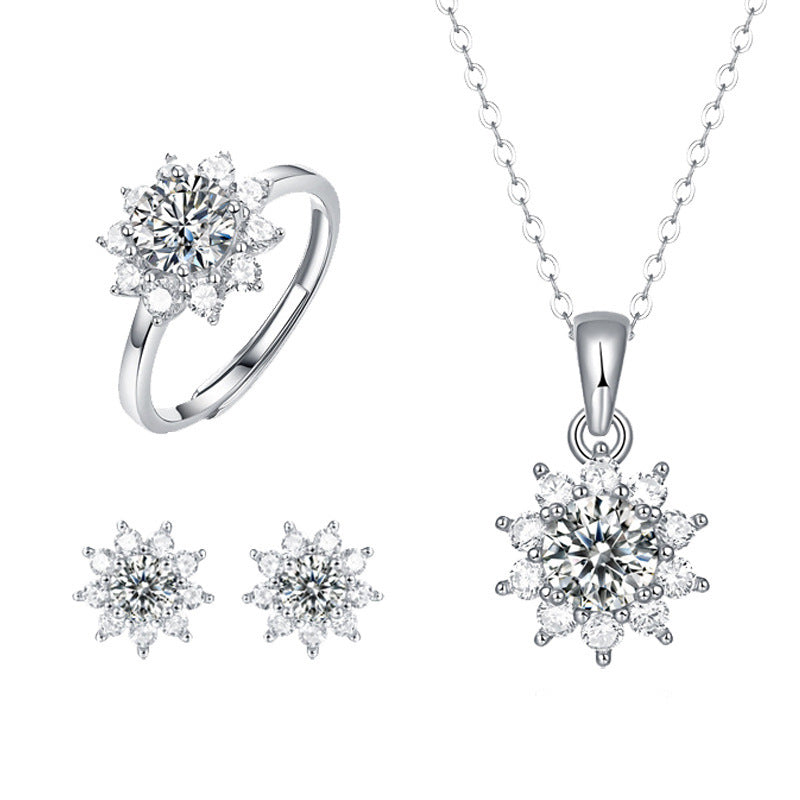 Conjunto Viora Serie Primera Nieve | Collar, Anillo y Pendientes en Plata 925