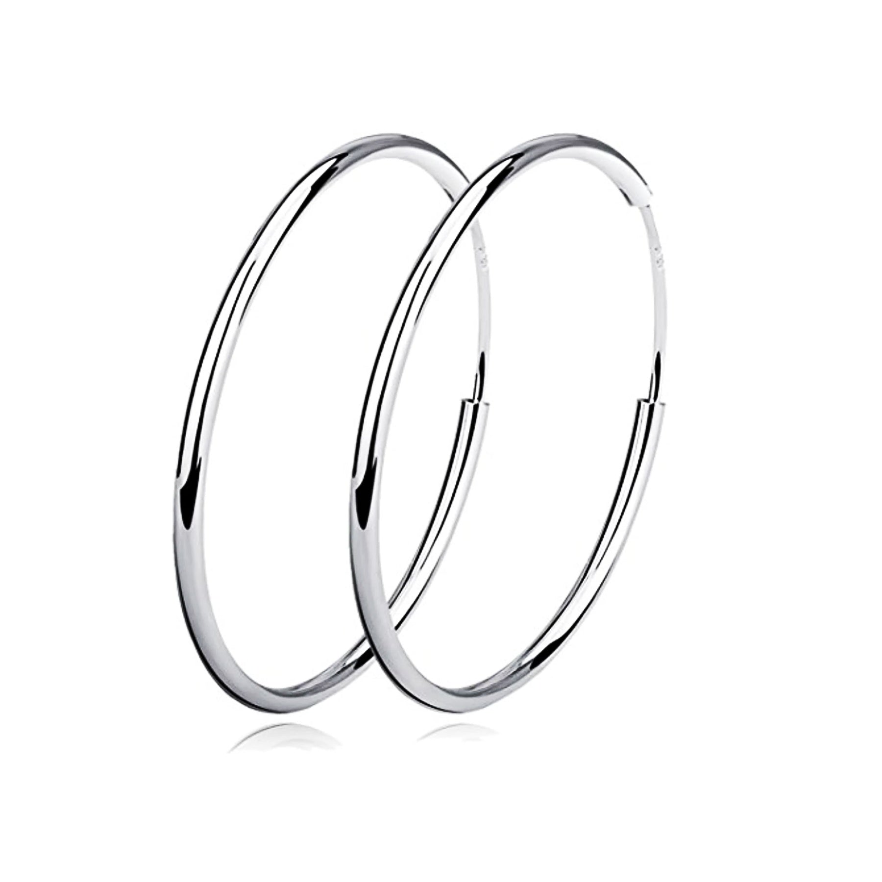 Pendientes Viora Circula | Aros de plata 925 con baño de oro blanco pulido