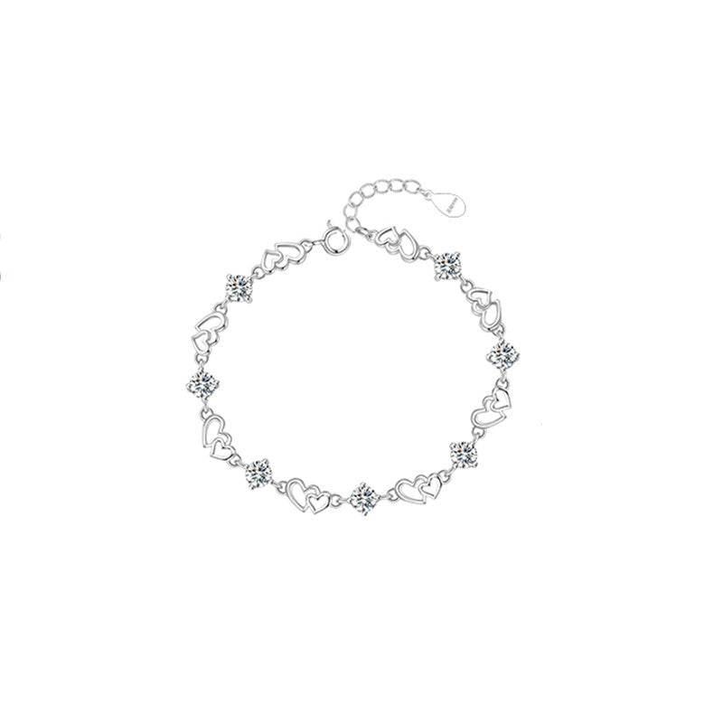 Pulsera Viora Corazón a Corazón | Plata 925 con Diamante Ecológico