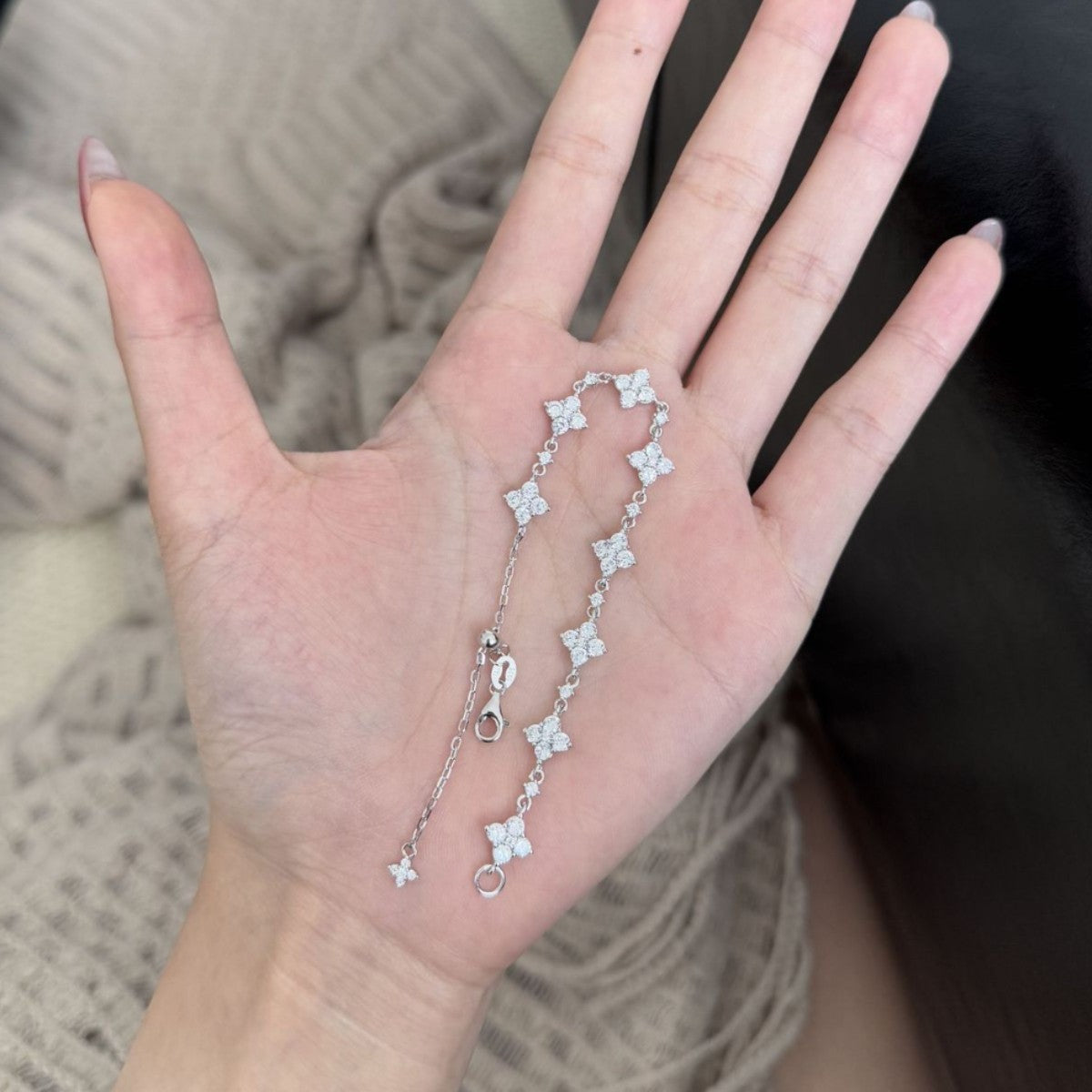 Pulsera Viora de cuatro diamantes | Plata 925 con diamante ecológico