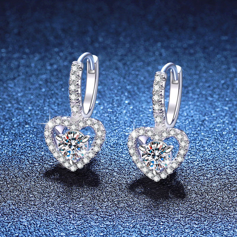 Pendientes Viora con cruz de corazón | Plata 925 y moissanita