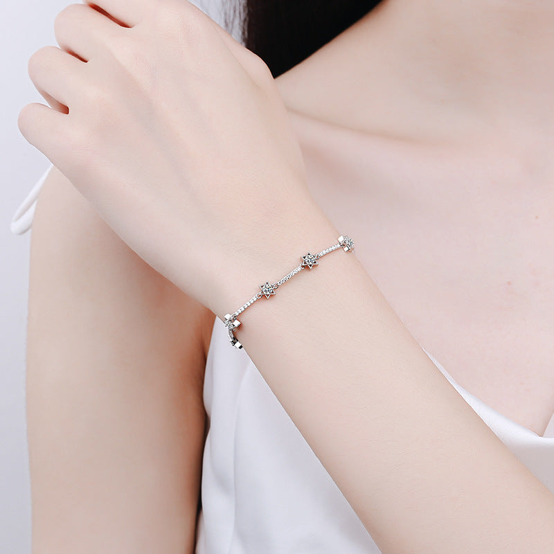 Pulsera Viora Estelar Lux | Plata 925 con diez diamantes ecológicos en forma de estrella