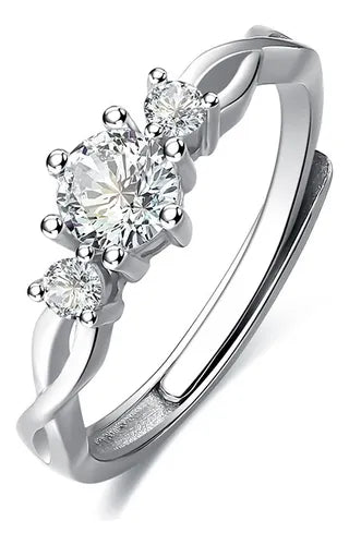 Anillos de boda Viora Duo | Par de anillos ajustables en plata 925 con diamante ecológico