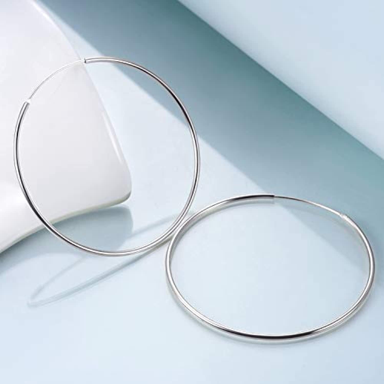 Pendientes Viora Circula | Aros de plata 925 con baño de oro blanco pulido
