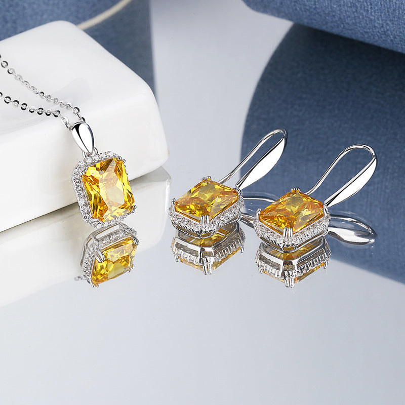 Conjunto Princesa Cuadrada Viora | Collar y Pendientes en Plata 925