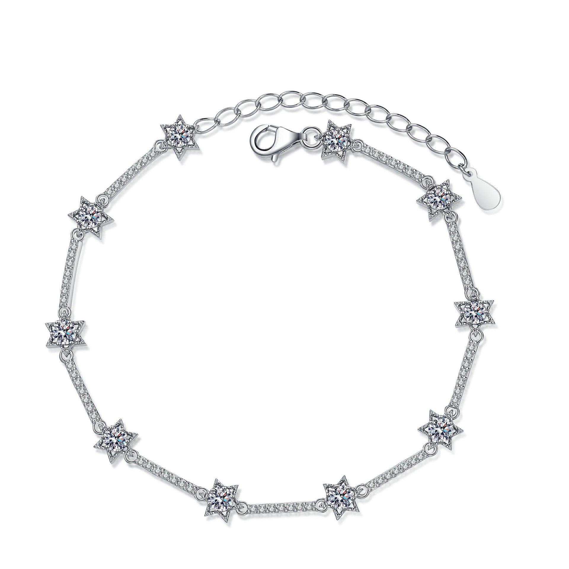 Pulsera Viora Estelar Lux | Plata 925 con diez diamantes ecológicos en forma de estrella