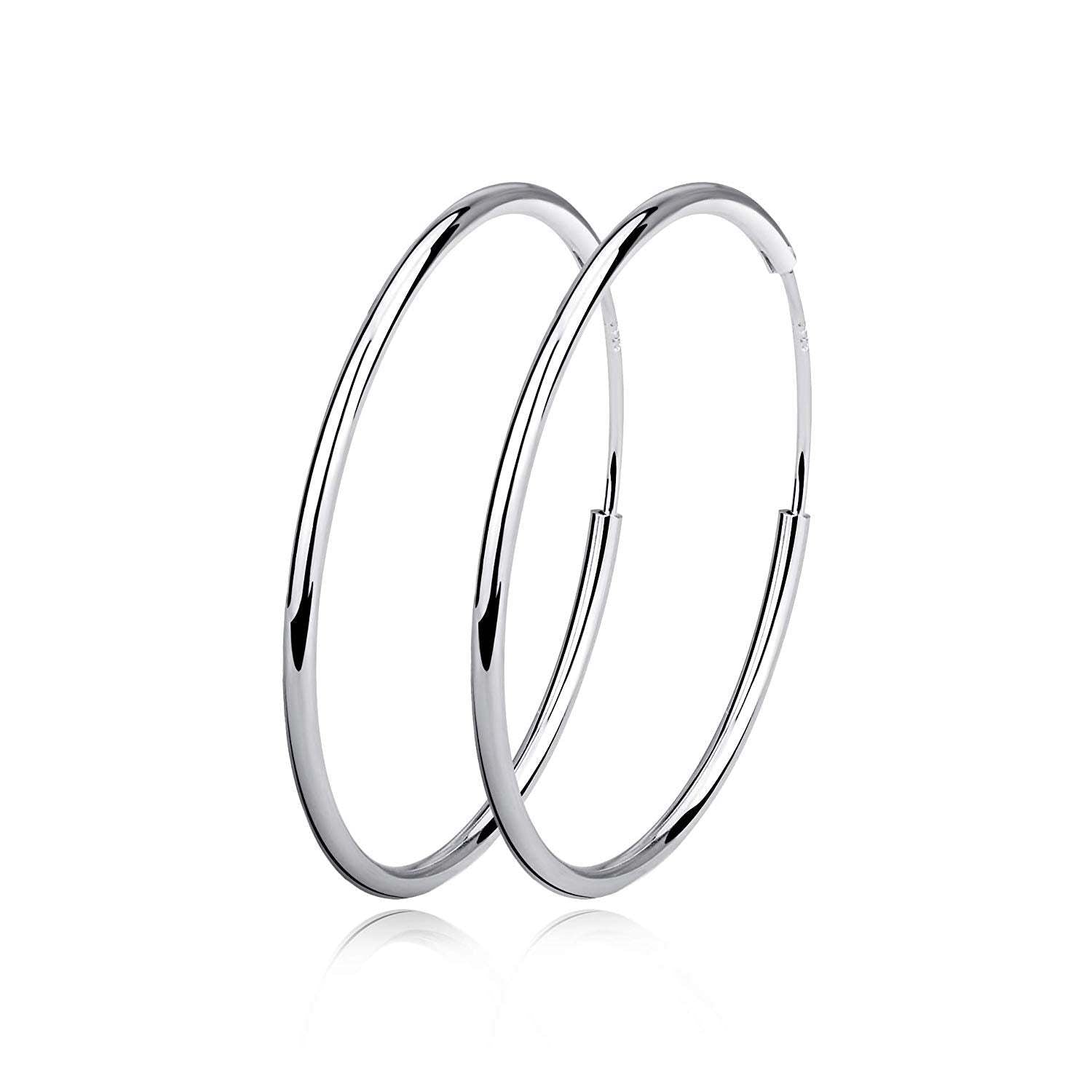 Pendientes Viora Circula | Aros de plata 925 con baño de oro blanco pulido