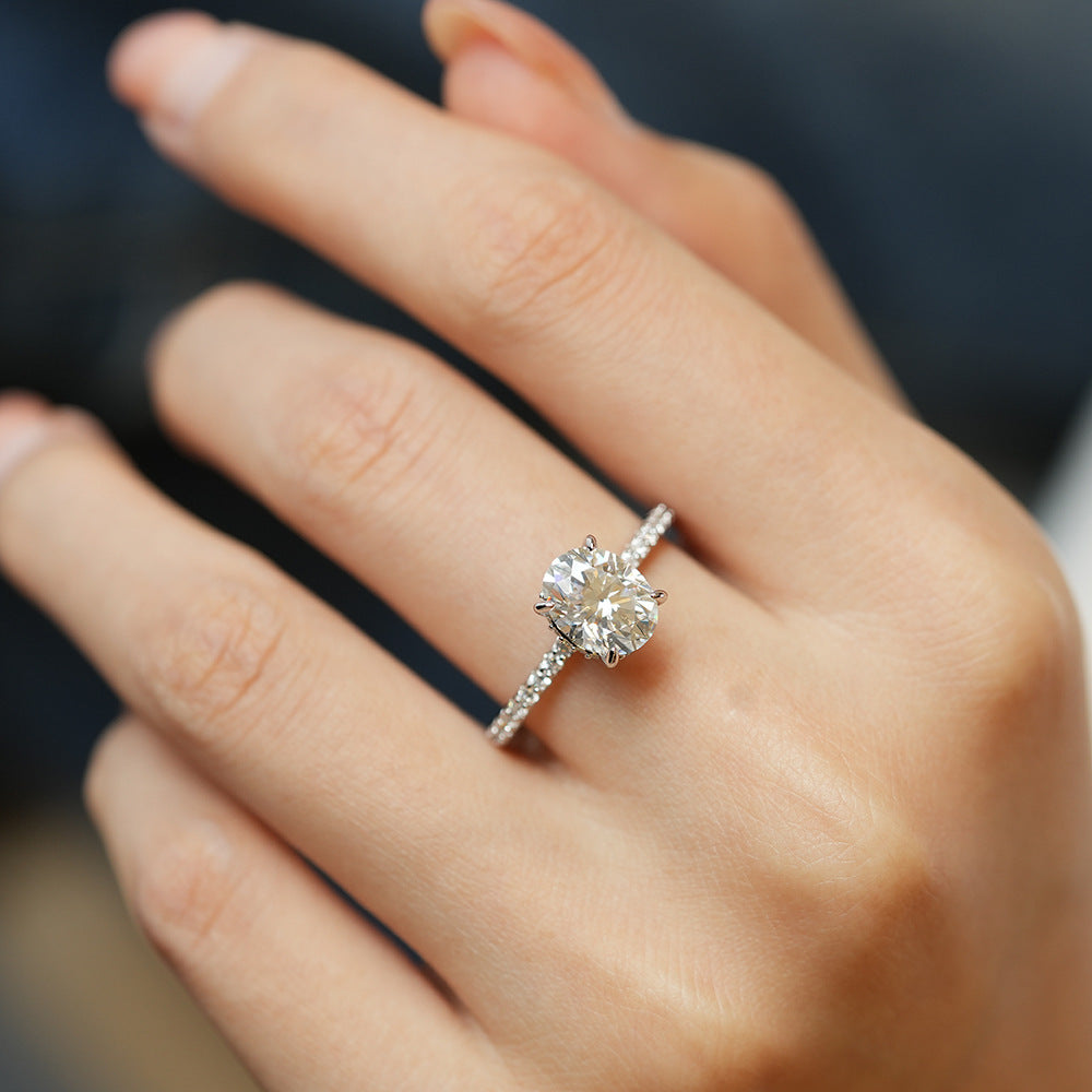 Anillo Viora en forma de huevo | Plata 925 con diamante ecológico