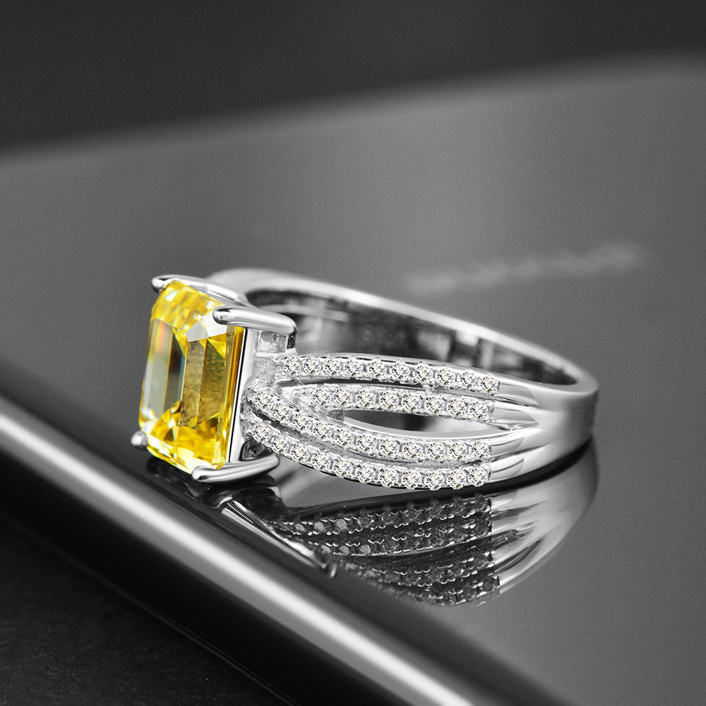 Anillo Viora Solis | Plata 925 con piedra amarilla de lujo de 5 quilates