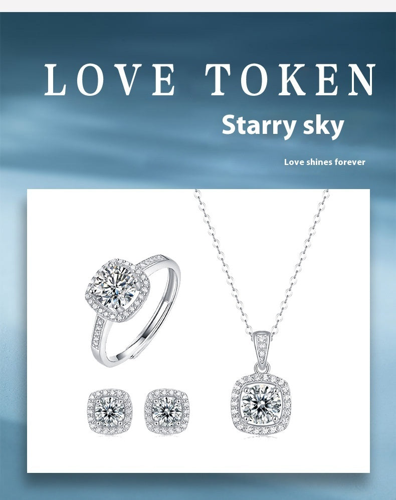 Conjunto Asterismo Viora | Collar, Anillo y Pendientes en Plata 925