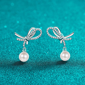 Pendiente de lazo Viora | Plata 925 con perla de 7-8 mm