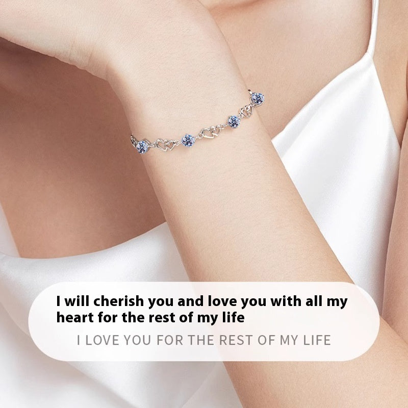 Pulsera Viora Corazón a Corazón | Plata 925 con Diamante Ecológico