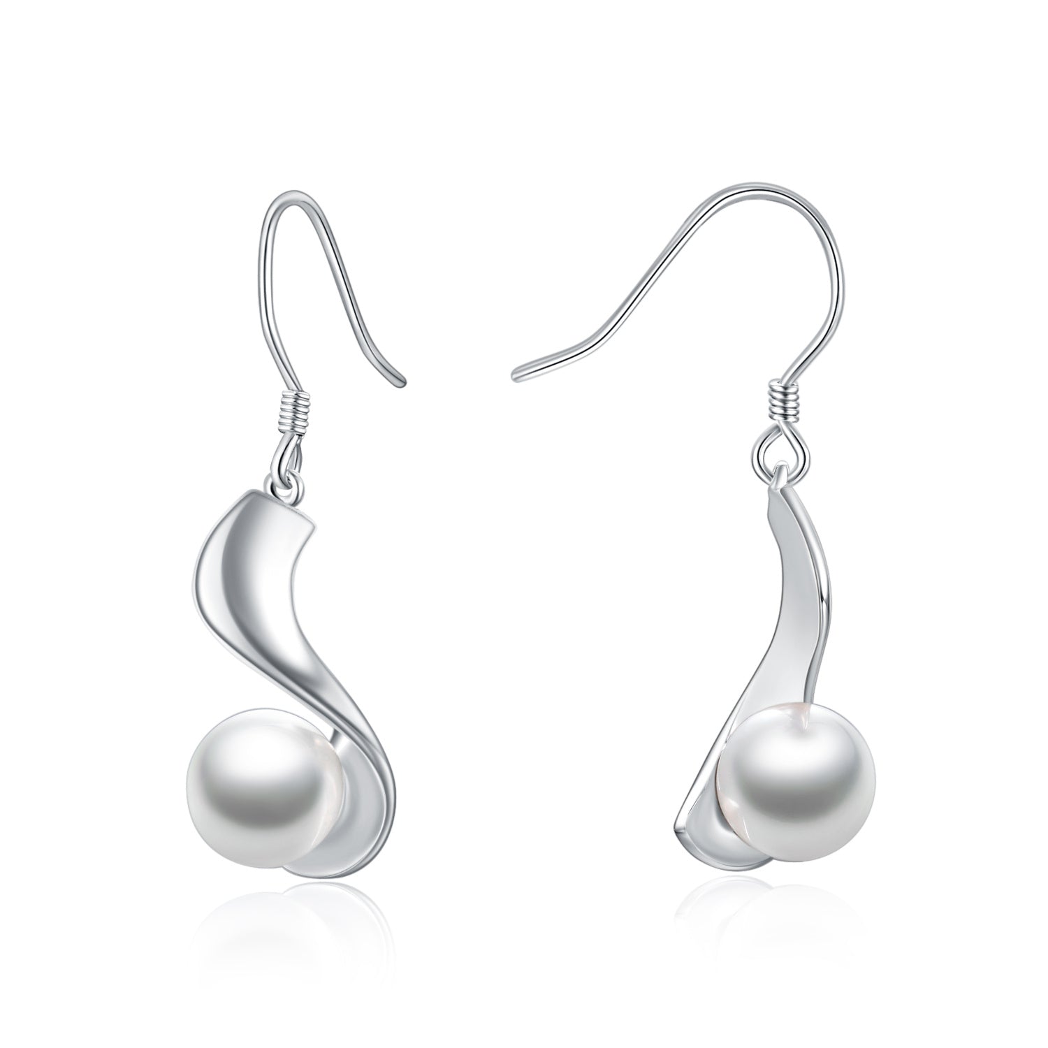 Pendientes Viora Perla | Plata 925 con perla de 8 mm y baño de oro blanco
