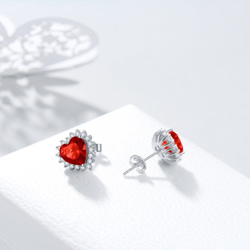 Brincos Viora Birthstone Heart | Prata 925