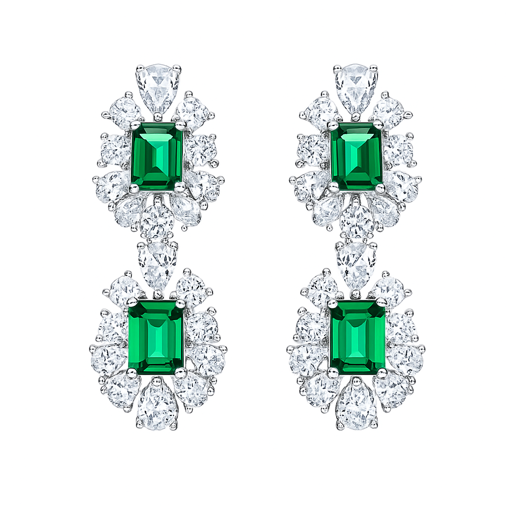 Pendiente Viora Verdea | Plata 925 con diamante verde ecológico