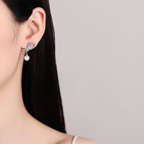 Pendiente de lazo Viora | Plata 925 con perla de 7-8 mm