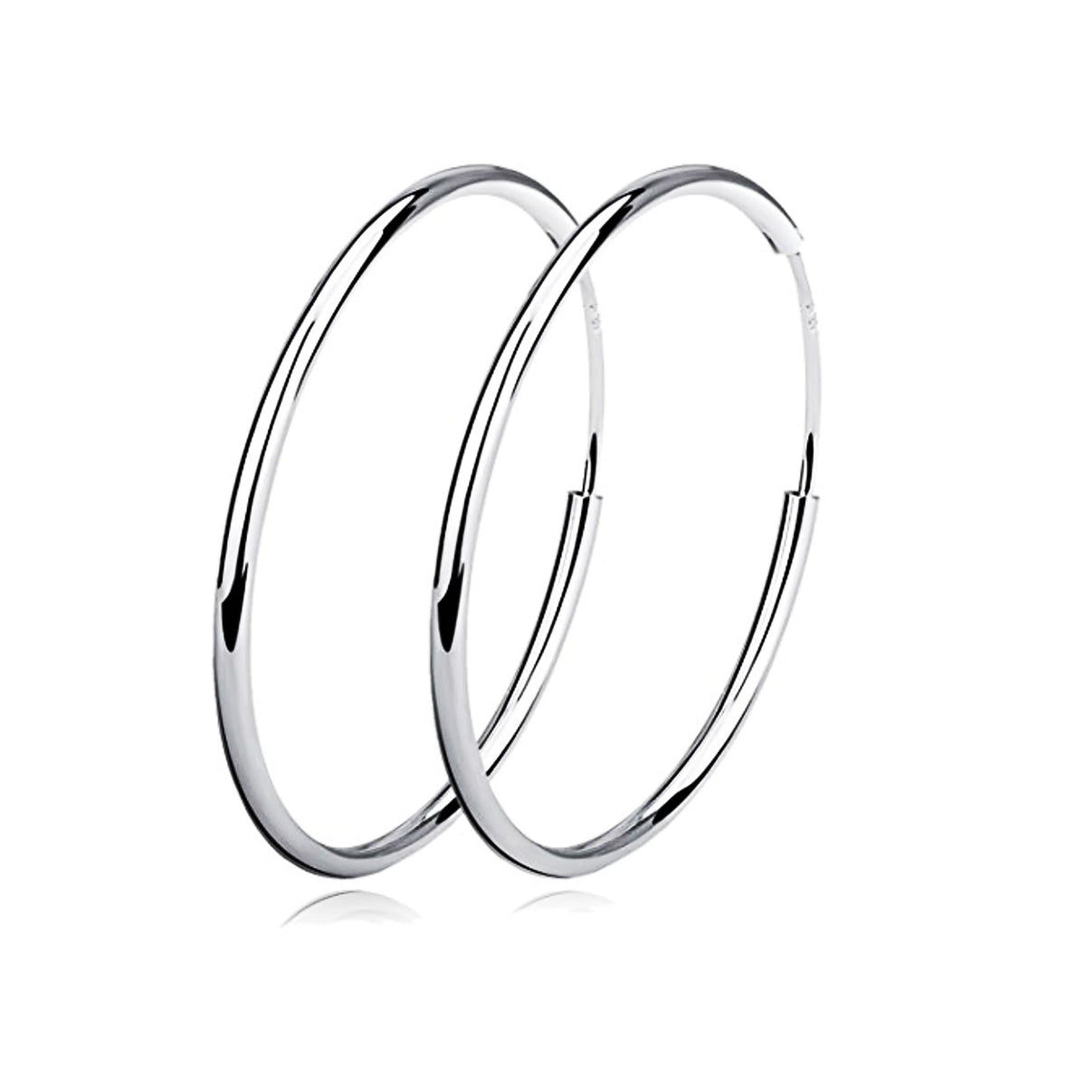 Pendientes Viora Circula | Aros de plata 925 con baño de oro blanco pulido