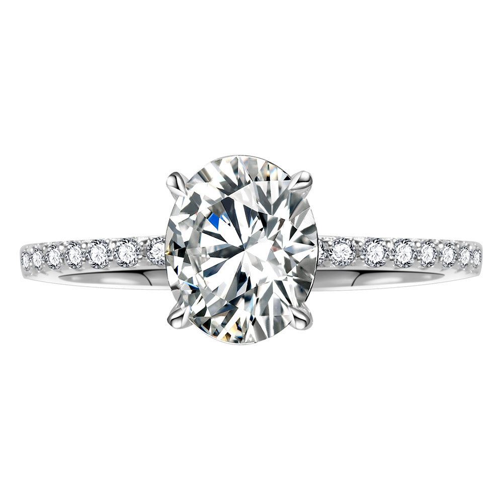 Anillo Viora en forma de huevo | Plata 925 con diamante ecológico