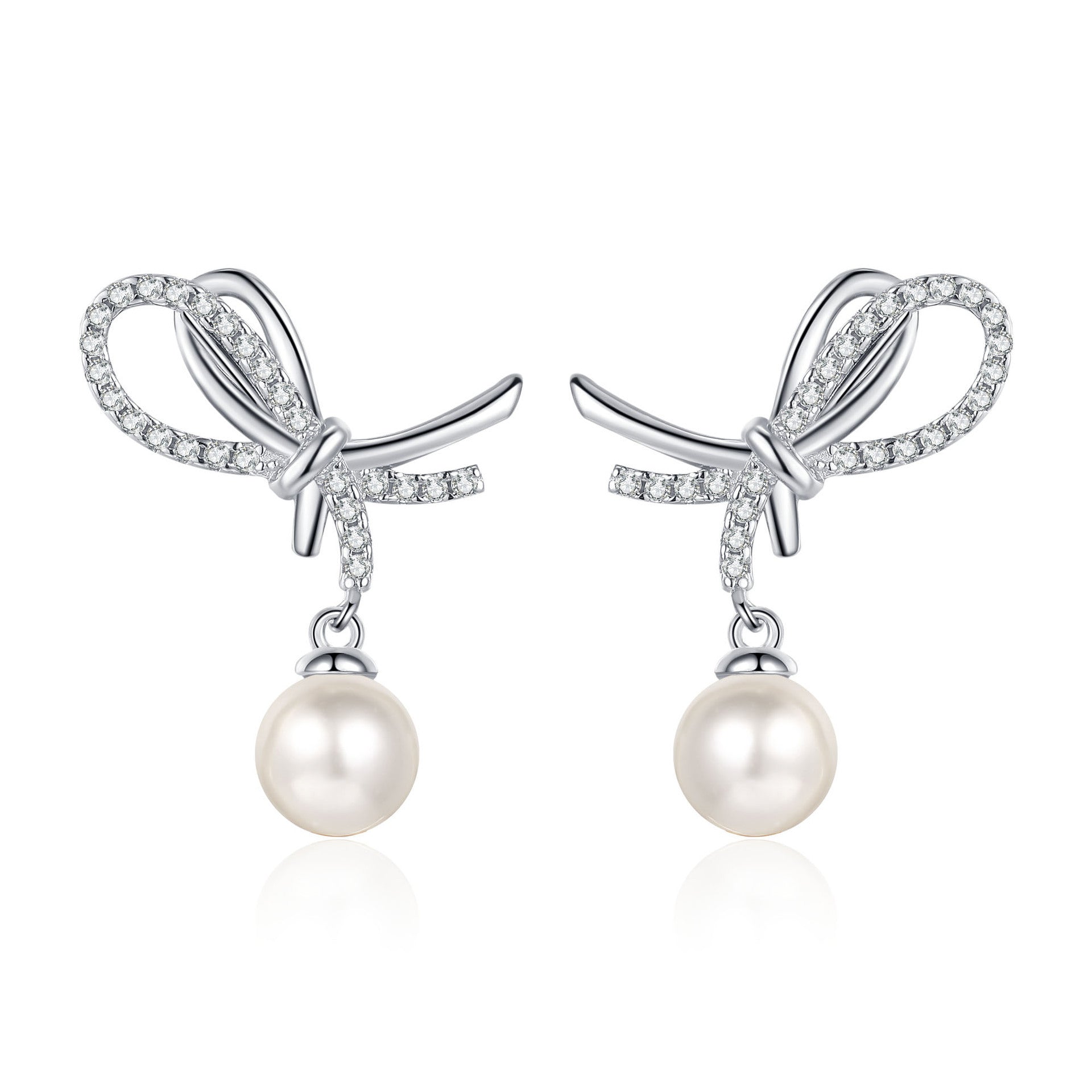 Pendiente de lazo Viora | Plata 925 con perla de 7-8 mm