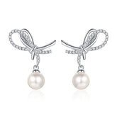 Pendiente de lazo Viora | Plata 925 con perla de 7-8 mm