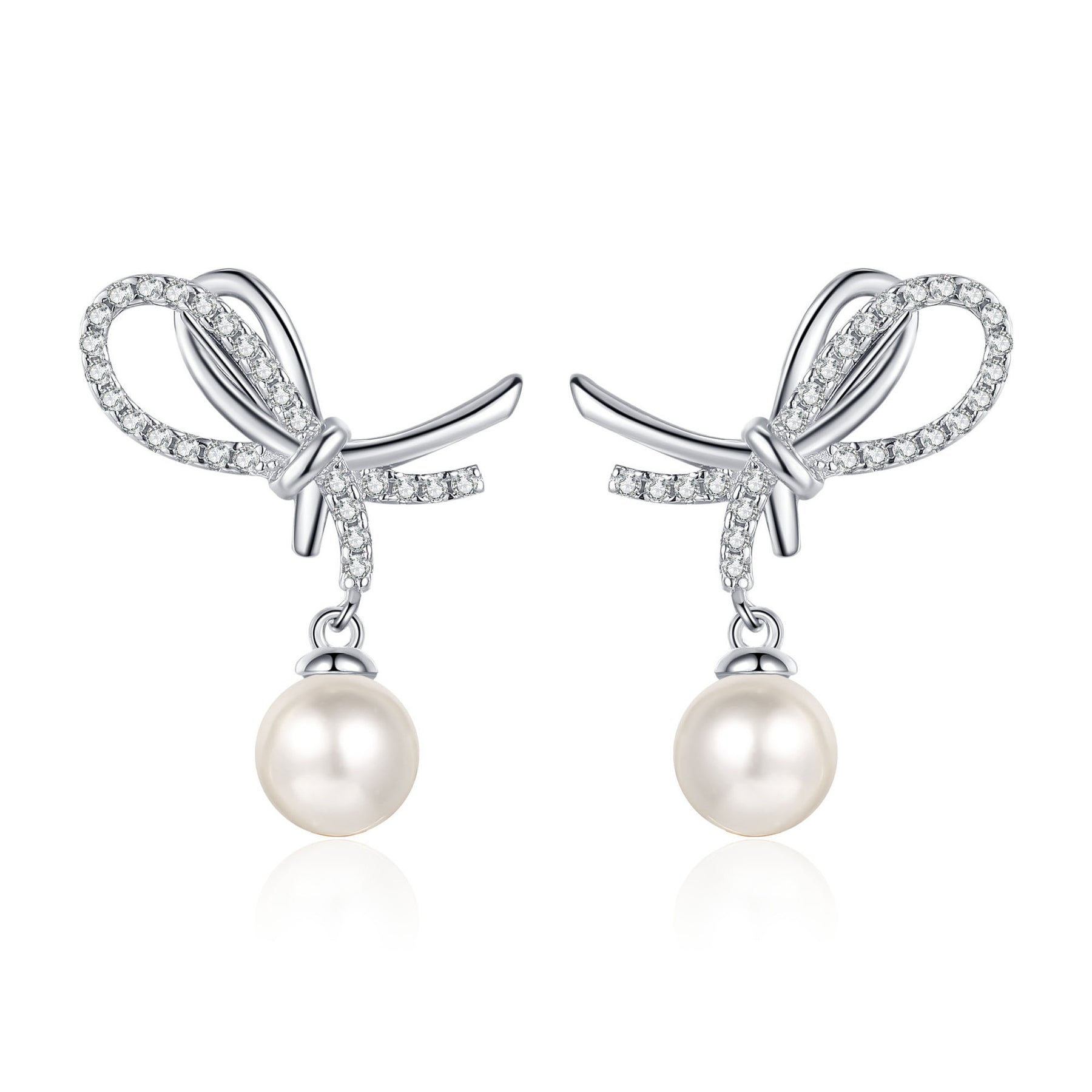 Pendiente de lazo Viora | Plata 925 con perla de 7-8 mm