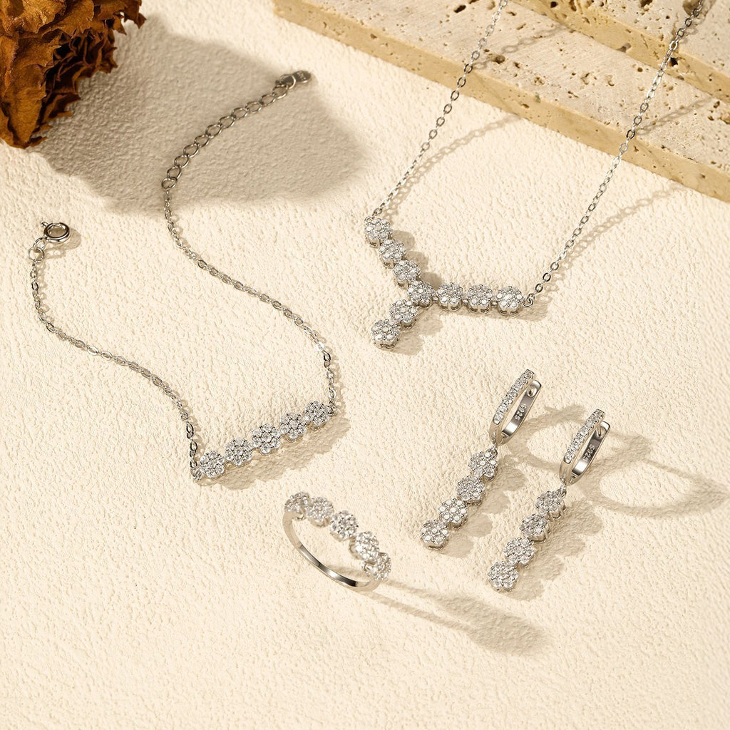 Conjunto Viora Flower | Colar, Anel, Brincos e Pulseira em Prata 925