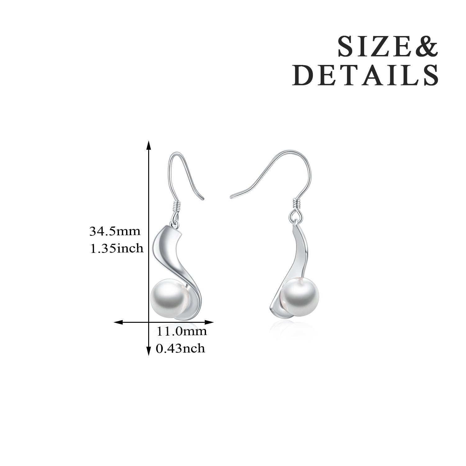Pendientes Viora Perla | Plata 925 con perla de 8 mm y baño de oro blanco