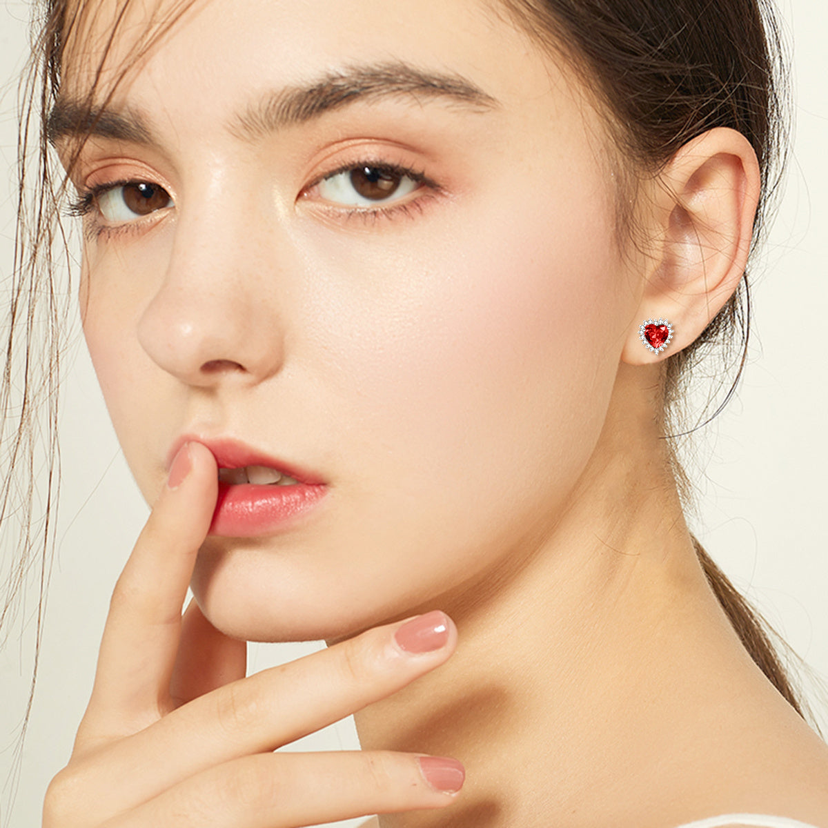 Pendientes Viora con corazón y piedra de nacimiento | Plata 925