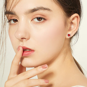 Pendientes Viora con corazón y piedra de nacimiento | Plata 925