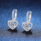Brincos Viora Heart Cross | Prata 925 e Moissanite