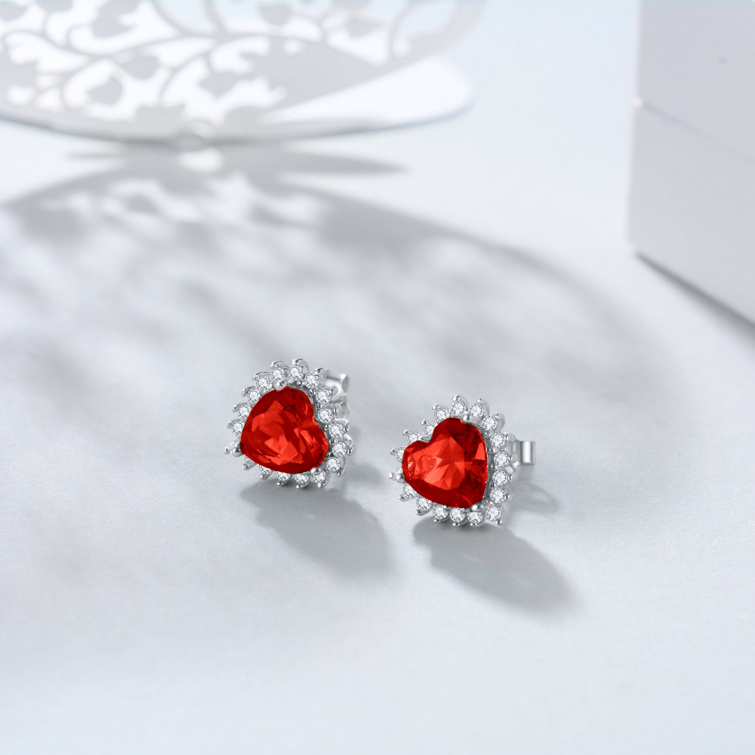 Pendientes Viora con corazón y piedra de nacimiento | Plata 925