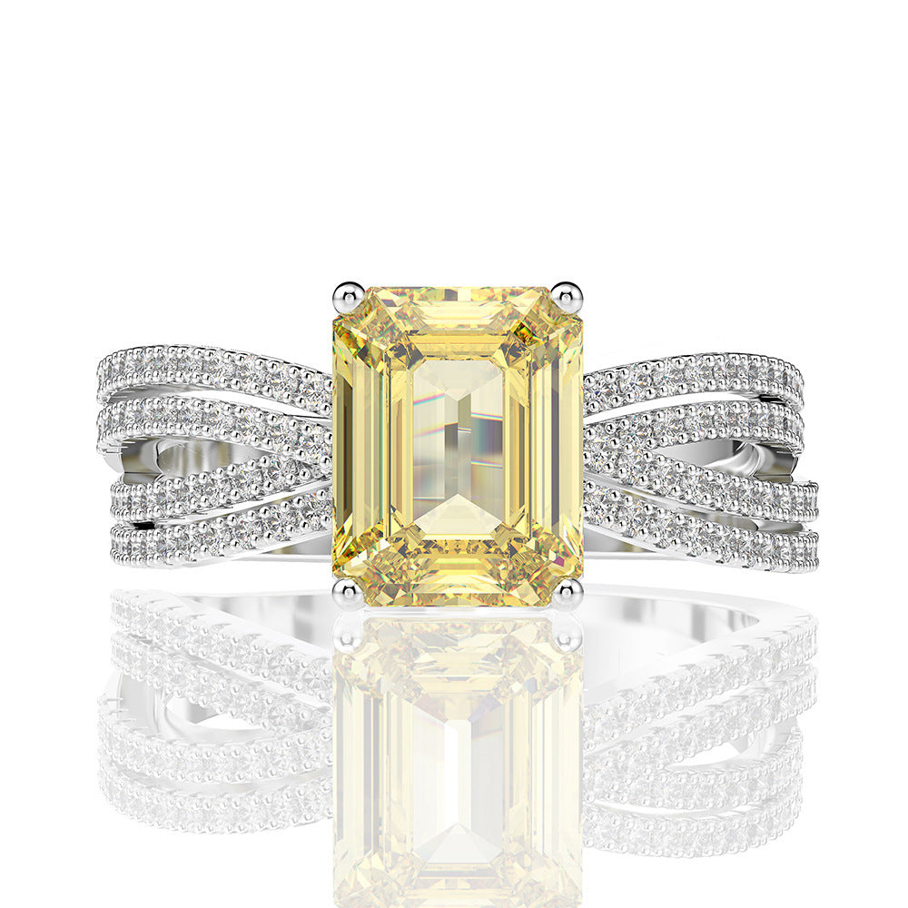 Anillo Viora Solis | Plata 925 con piedra amarilla de lujo de 5 quilates