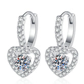 Pendientes Viora con cruz de corazón | Plata 925 y moissanita
