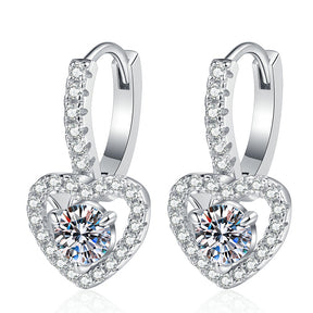Pendientes Viora con cruz de corazón | Plata 925 y moissanita