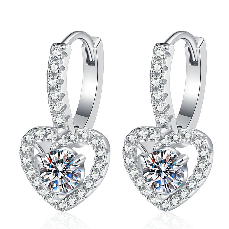 Pendientes Viora con cruz de corazón | Plata 925 y moissanita