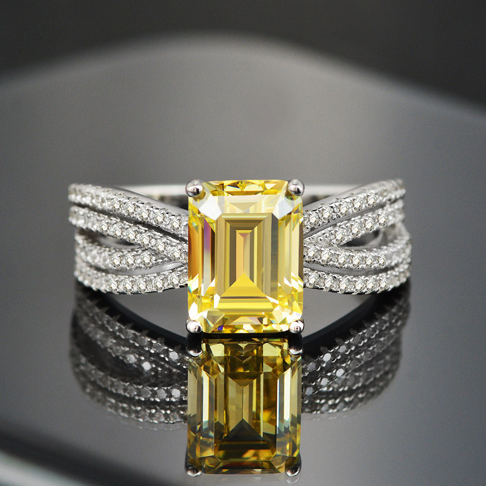 Anillo Viora Solis | Plata 925 con piedra amarilla de lujo de 5 quilates