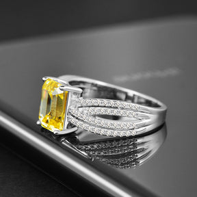 Anillo Viora Solis | Plata 925 con piedra amarilla de lujo de 5 quilates