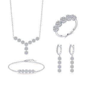 Conjunto Flor Viora | Collar, Anillo, Pendientes y Pulsera en Plata 925