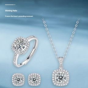 Conjunto Asterismo Viora | Collar, Anillo y Pendientes en Plata 925
