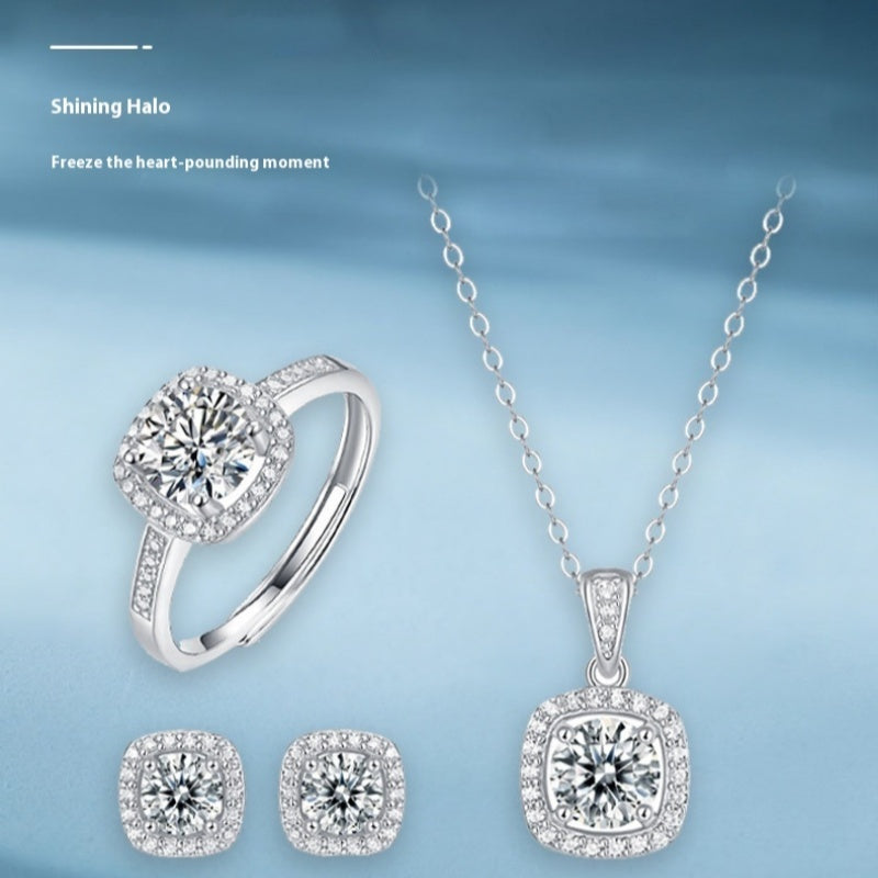 Conjunto Asterismo Viora | Collar, Anillo y Pendientes en Plata 925