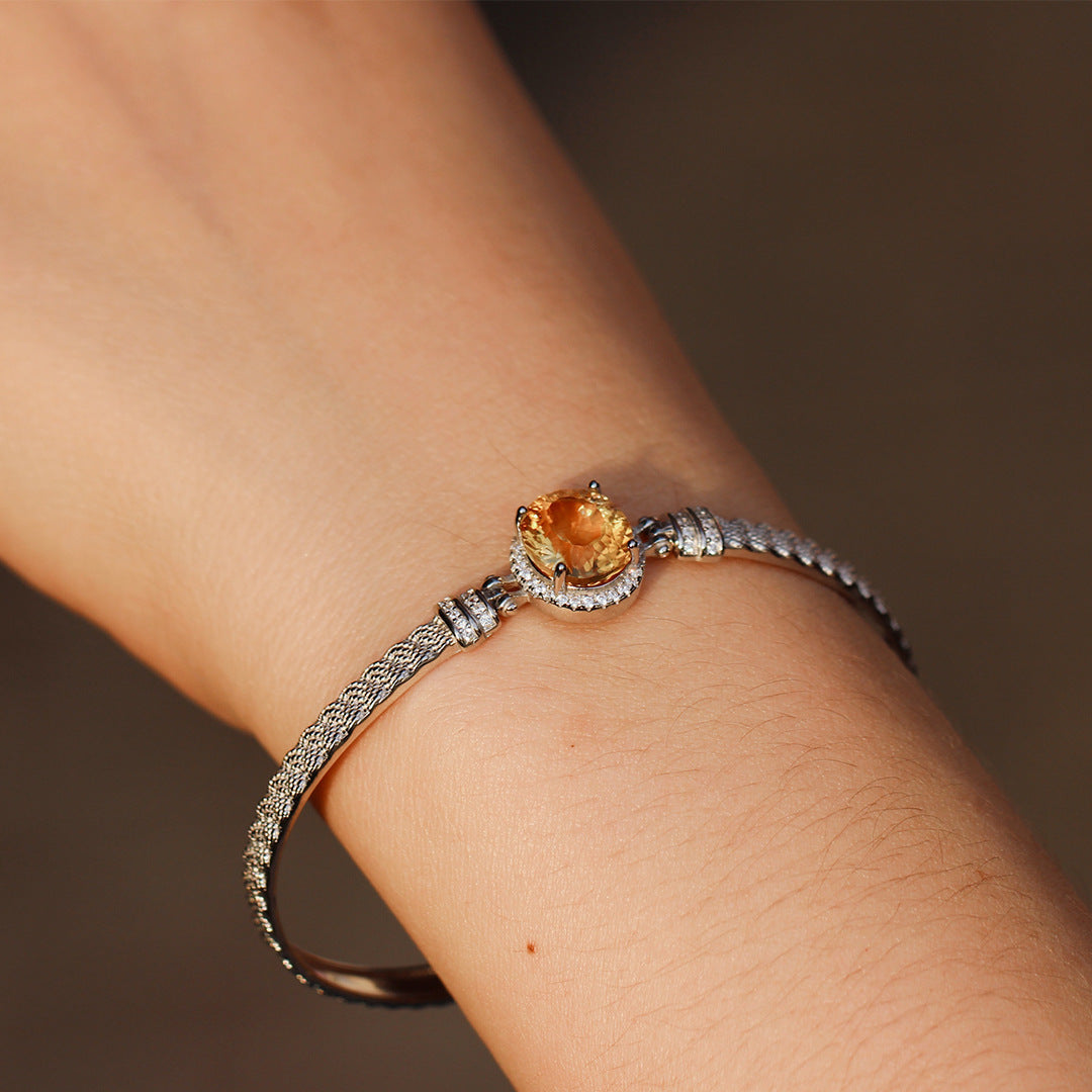 Viora Citrine Bracelet | 925 Silver with Crystal
