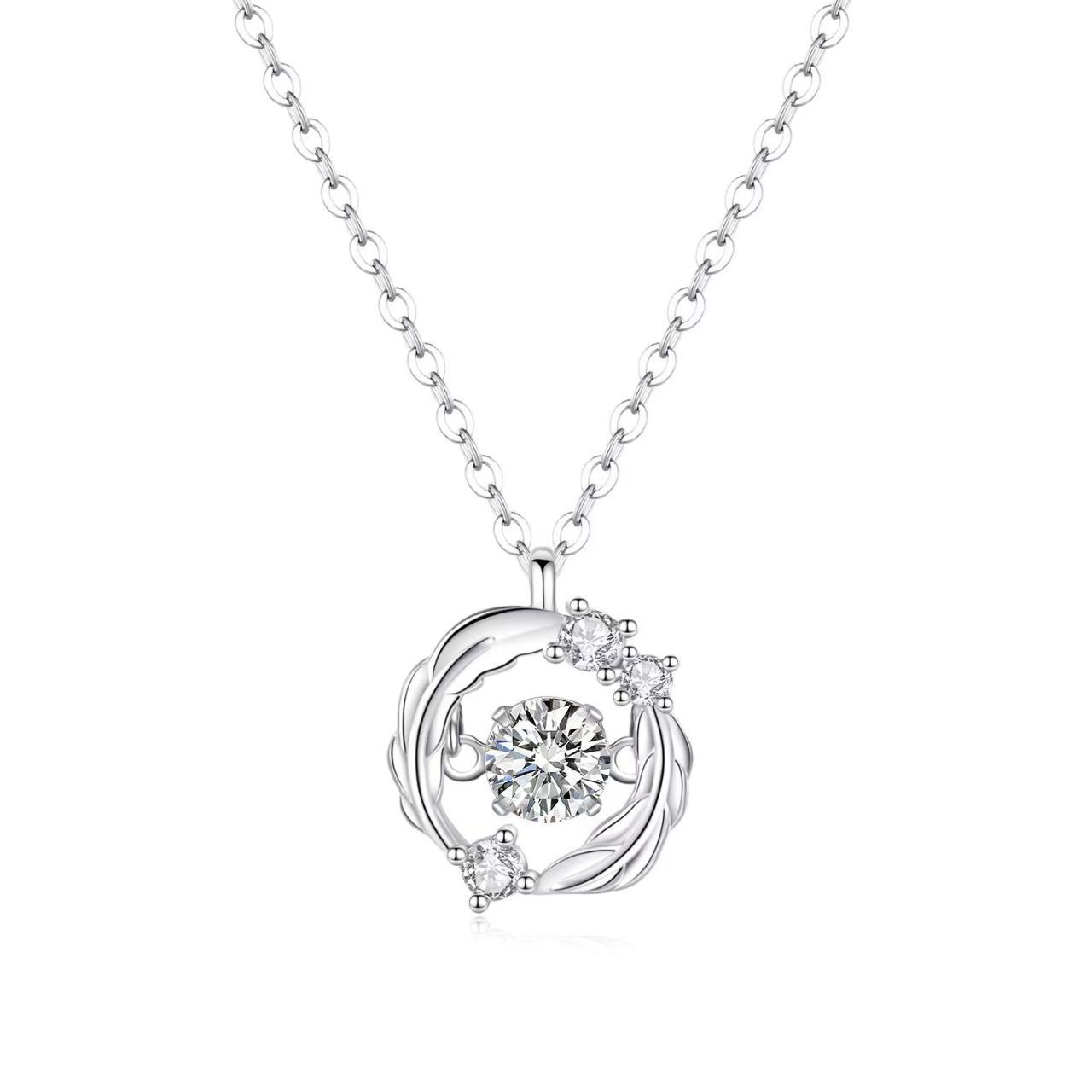 Collar de plumas Viora | Plata 925 con diamantes ecológicos