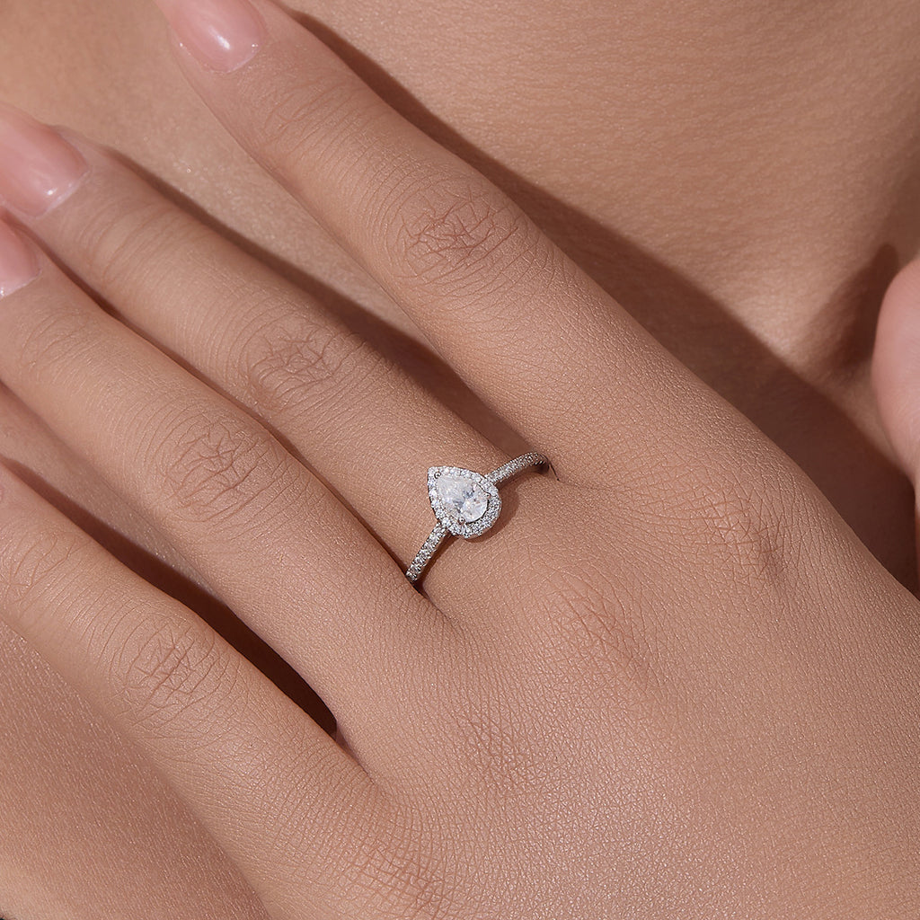 Anel Viora Water Drop | Prata 925 com Diamante Eco-friendly