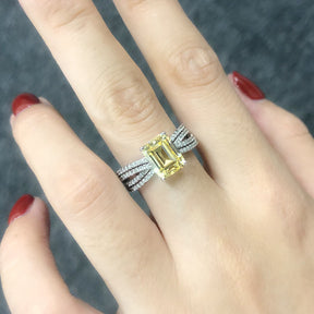Anillo Viora Solis | Plata 925 con piedra amarilla de lujo de 5 quilates