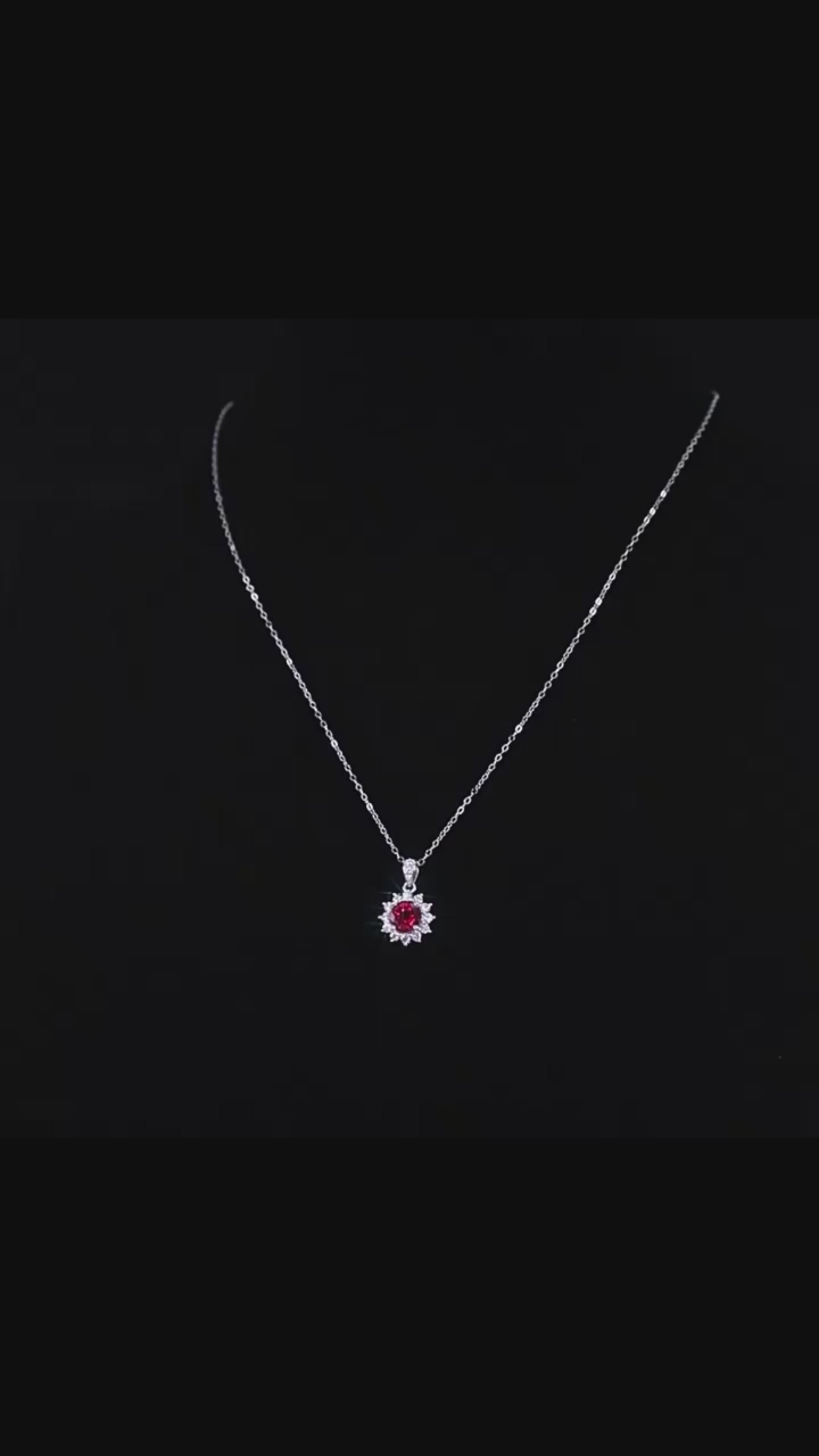 Collar Viora Rubra | Plata 925 con piedra roja cultivada de 6,5 mm en cadena cruzada